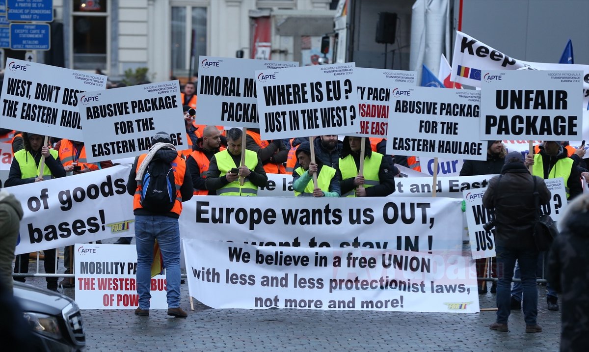 Brüksel'de taşımacıların protestosu 
