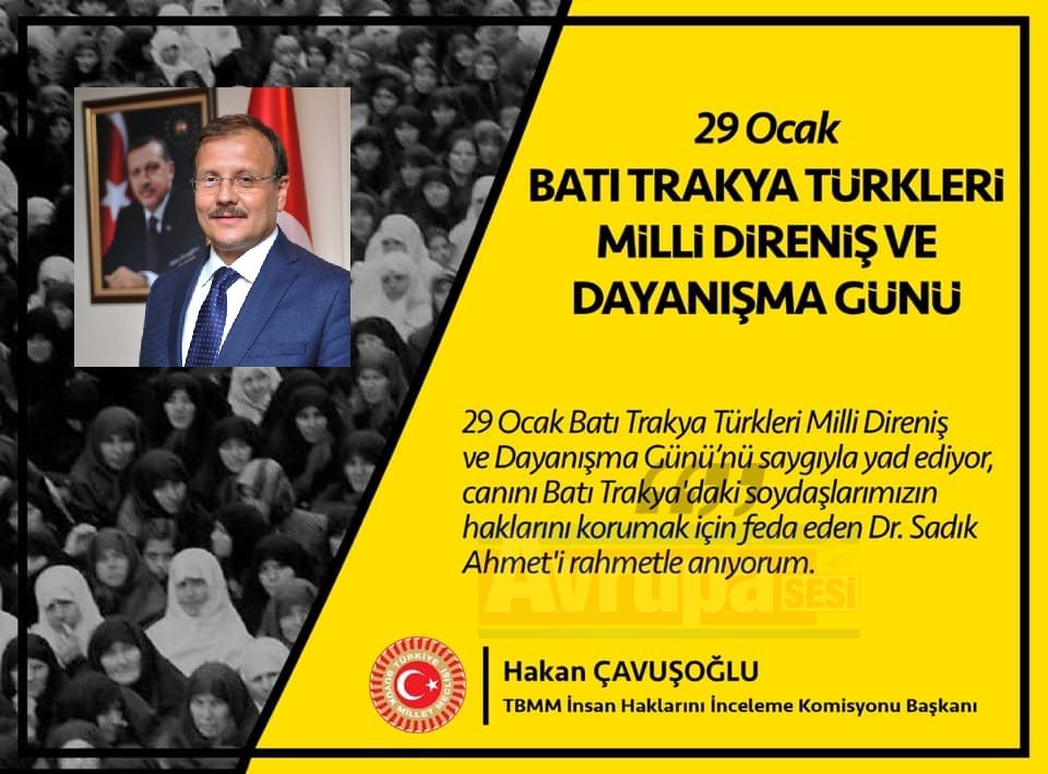 29 Ocak Batı Trakya Türkleri'nin Milli Direniş ve Dayanışma Günü Kutlu Olsun
