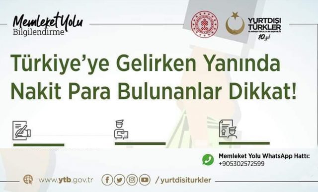 Türkiye’ye giderken yanında nakit para bulunanlar dikkat!